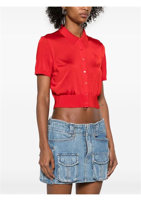 Red logo-embroidered polo-style top Alexander wang - women ALEXANDER WANG | 4KC1253077629